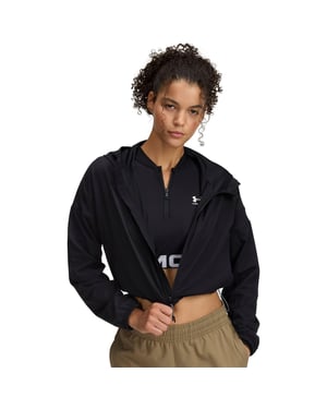 Under Armour Damesjack met capuchon, geweven, uit de Unstoppable-collectie (Zwart)
