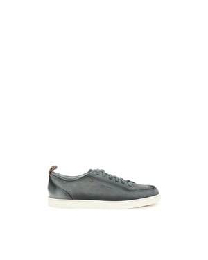 Santoni Grijze Kalfsleren Bos Taurus Lage Sneakers
