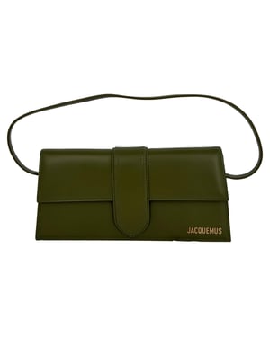 Jacquemus The Long Bambino Flap Shoulder Bag in Olive Calf Leather