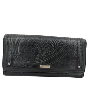 Celine Triomphe-Embossed Long Wallet in Black Leather