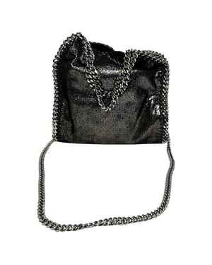 Stella McCartney Falabella Axelväska i Svart Metallisk Syntetläder