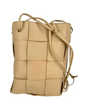 Bottega Veneta Liten Kassett Bucket Väska i Beigeläder