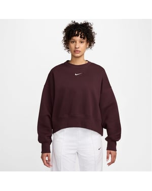 Women's Nike Sportswear Phoenix Fleece Over Oversized Crewneck Sweatshirt in Burgundy Crush