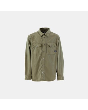 Boys G Star Marine Solid Patterned Shirt Collared Overshirt in Ensis Green