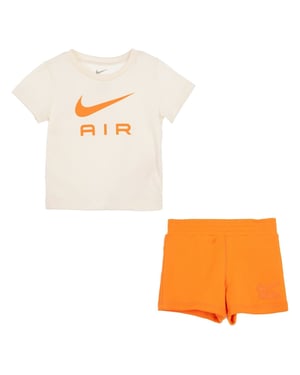 Boys Nike Air Large Genie Crew Neck T-Shirt and Short Set in Bright Mandarin