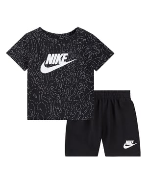 Boys Nike Large Genie Crew Neck Short Sleeve T-Shirt and Short Set in Black