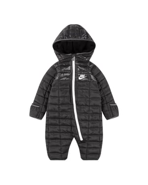 Boys Nike Hooded Neck Plaid Patterned Long Sleeve Snowsuit in Black