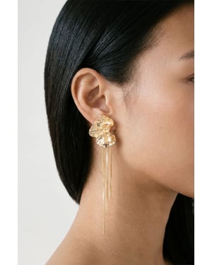 Orchid Flower Fringed Statement Earrings