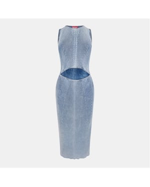 Women's Diesel M Taryn Crew Neck Midi Bodycon Dress in Faded Denim