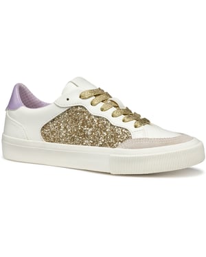 Geox D EMMELENY Kvinnors Optiska Vita/Ljus Guld Sneakers
