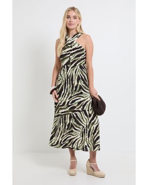 Petite Abstract Twist Neck Maxi Dress