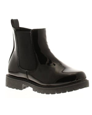 Princess Stardust Girls Boots Ankle Chelsea Smooth Zip Fastening PU Black