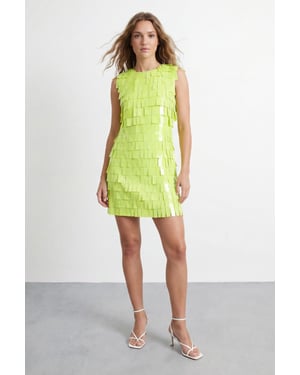 Fringe Sequin Shoulder Pad Mini Dress
