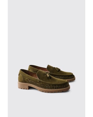 Faux Suede Weave Track Sole Loafer