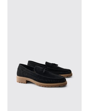 Faux Suede Weave Track Sole Loafer