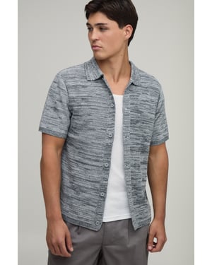 Regular Fit Marled Cotton Blend Knitted Shirt