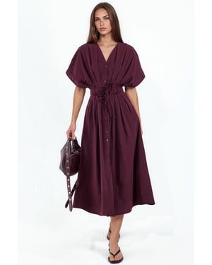 Casual V-hals Midi Shirtjurk