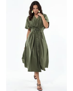 Casual V-hals Midi Shirtjurk