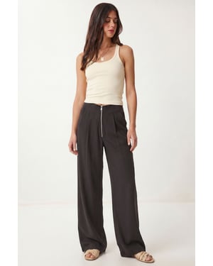 Hoge taille wijde broek van crêpe
