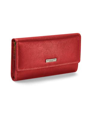 Women’s Genuine Leather Purse Multi Card RFID Wallet in Red