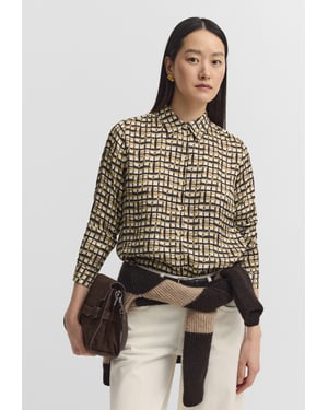 Bugatti Damen Blouse van viscose met overhemdkraag en grafisch patroon