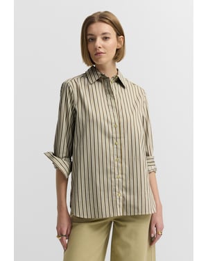 Bugatti Damen Blouse van katoenmix met overhemdkraag, gestreept