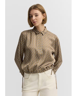 Bugatti Damen Blouse van viscose met grafische print en overhemdkraag