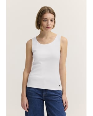 Bugatti Damen Top van katoen-stretch met ribbelpatroon