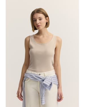 Bugatti Damen Top van katoen-stretch met ribbelpatroon