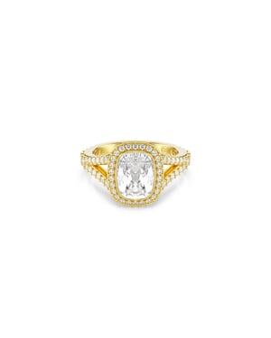 Swarovski 'Una Angelic Cushion' Dames Gouden Geplateerde Metalen Ring - Goud 5762630