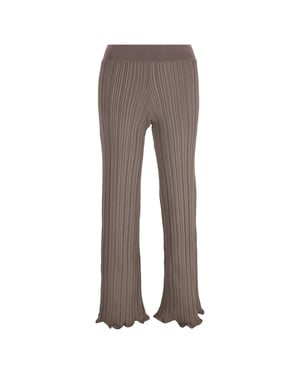 Acne Studios Ribbstickade Raka Byxor i Brun Viskos