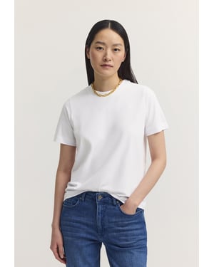 Bugatti Damen T-shirt van katoen-stretch met ronde hals