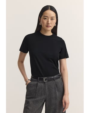 Bugatti Damen T-shirt van katoen-stretch met ronde hals