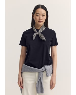 Bugatti Damen T-shirt van katoen-stretch met ronde hals