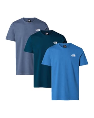 3 Pack The North Face Men’s Short Sleeve Redbox Celebration T-Shirt Blue/Navy/Blue