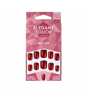 Polerad Färg Naglar Med Lim Squoval #rich Red