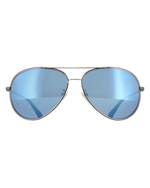 Police Aviator Mens Shiny Palladium with Semi-Shiny Black Blue Mirror SPLL11 Octane 8