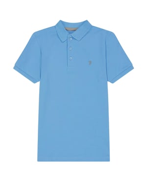 Farah Bugsworth-polotröja med broderi och korta ärmar för pojkar (Breezy Blue)