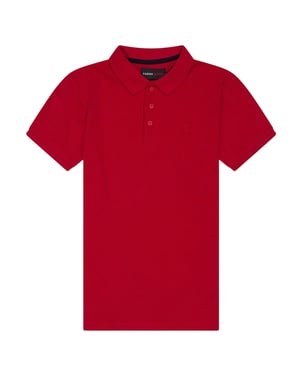 Farah Bugsworth-poloshirt met korte mouwen en borduursel voor jongens (Donkerrood)