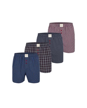Phil & Co Heren wijde boxershorts mulitpack 4-pack blauw