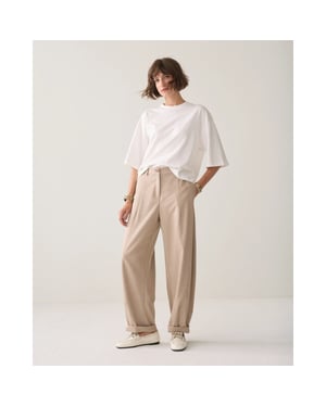 Summum 4s3041-12481 708 trousers barrel fit twill melange light taupe