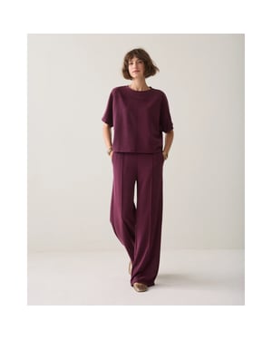 Summum 4s3019-30606 335 wide leg pant soft scuba dark burgundy