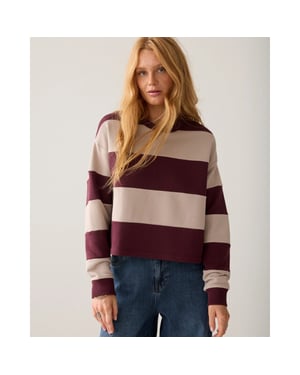 Summum 3s5336-30805 335 big stripe boxy sweatshirt dark burgundy