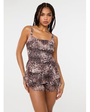 Square Neck Ruffle Lace Playsuit