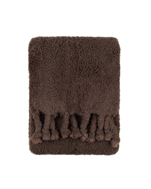 Furn Harlan Borg Sherpa Tasselled Throw, Chocolate