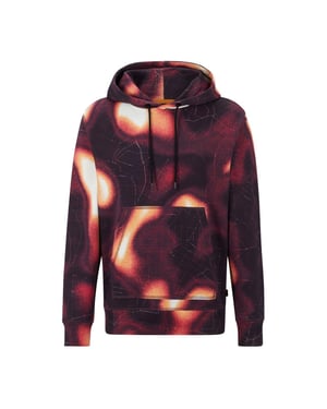 Boss Herenhoodie met lange mouwen en patroon, normale pasvorm (Medium Roze)