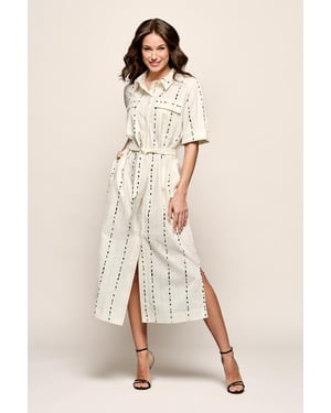 Logan Print Jurk Offwhite / Zwart