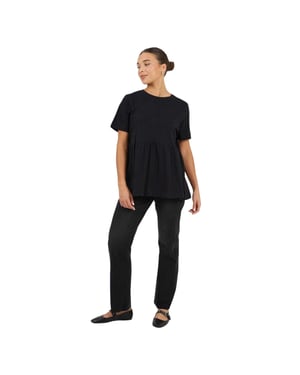 Brave Soul Swing-T-shirtjurk met smockpanelen voor dames (Zwart)