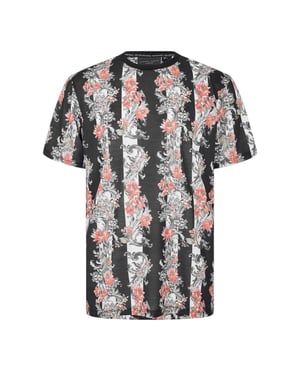 Criminal Damage T-shirt för män med kritvita blommiga ränder (Svart)