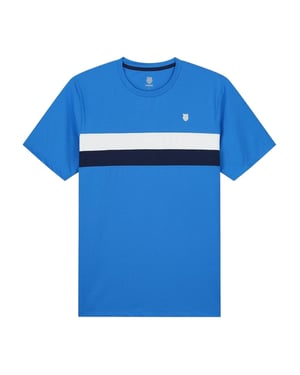 K-Swiss Heren-T-shirt met strepen, ronde hals en normale pasvorm (Frans Blauw)